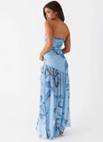 Solaris Strapless Maxi Dress Blue Floral