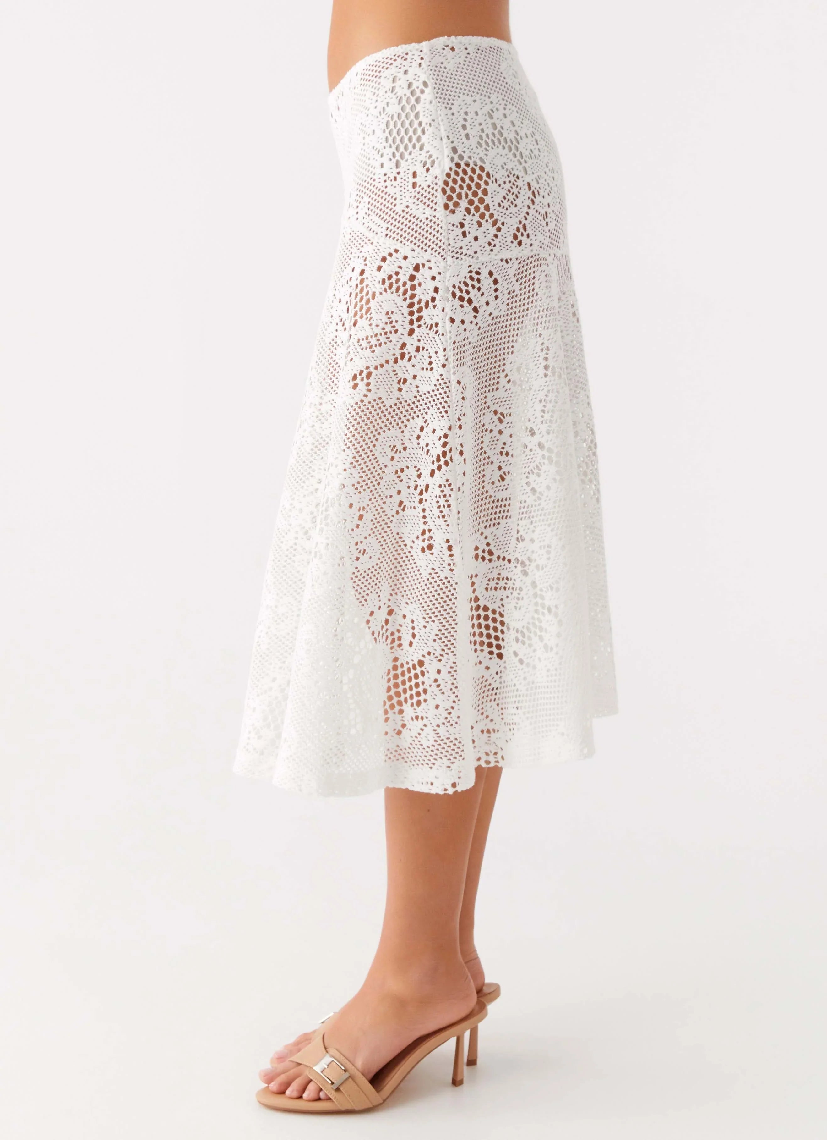 Virelle Lace Midi Skirt Ivory