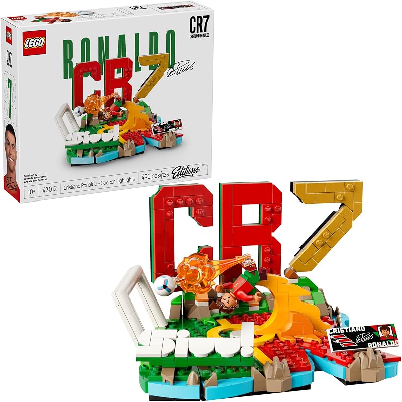 LEGO Editions Cristiano Ronaldo Soccer Highlights Building Set for Boys Girls Ages 10 Collectible Soccer Gift with Plaque Kids Bedroom or Shelf Decor 43012