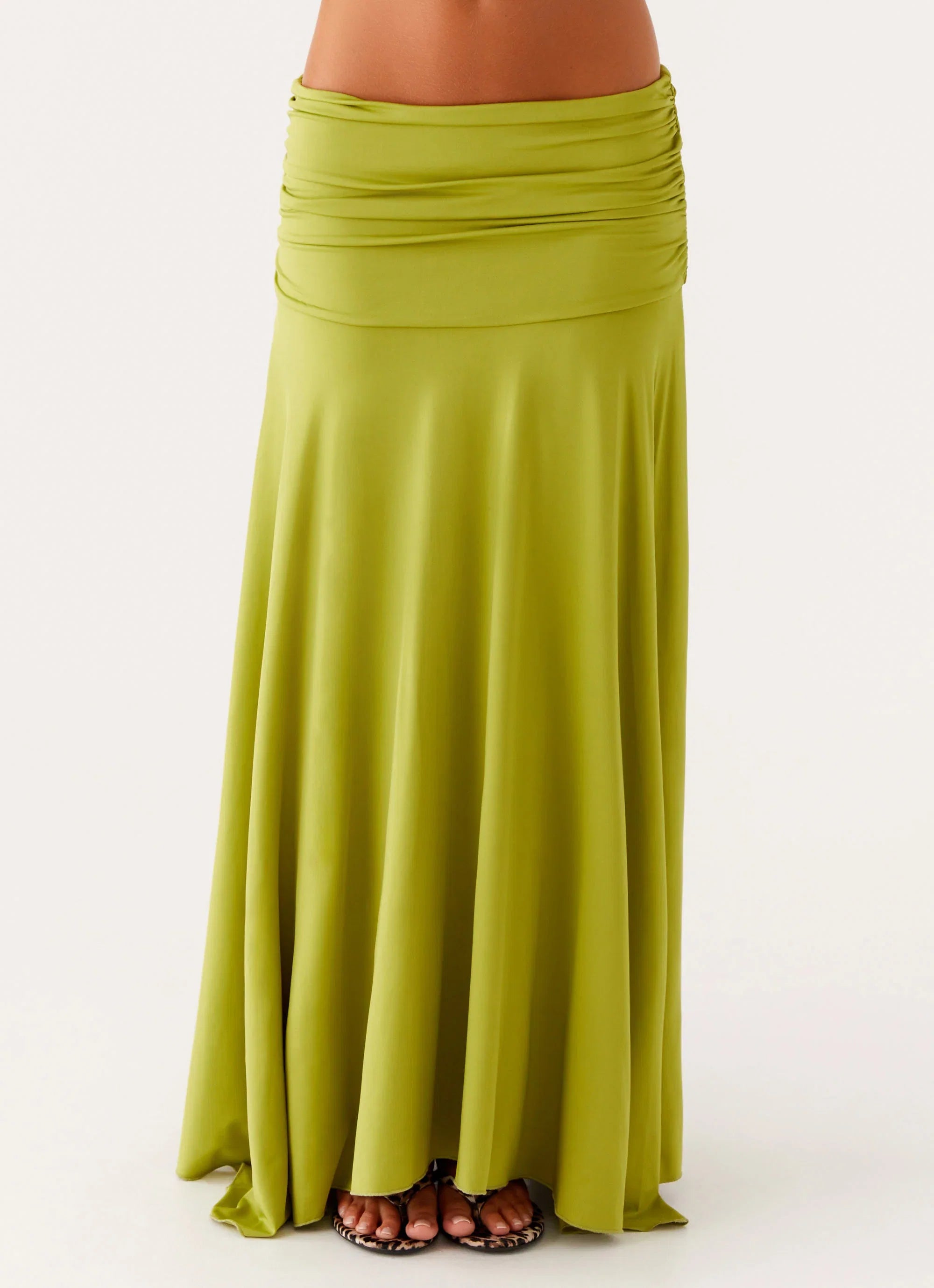 Liana Ruched Maxi Skirt Green