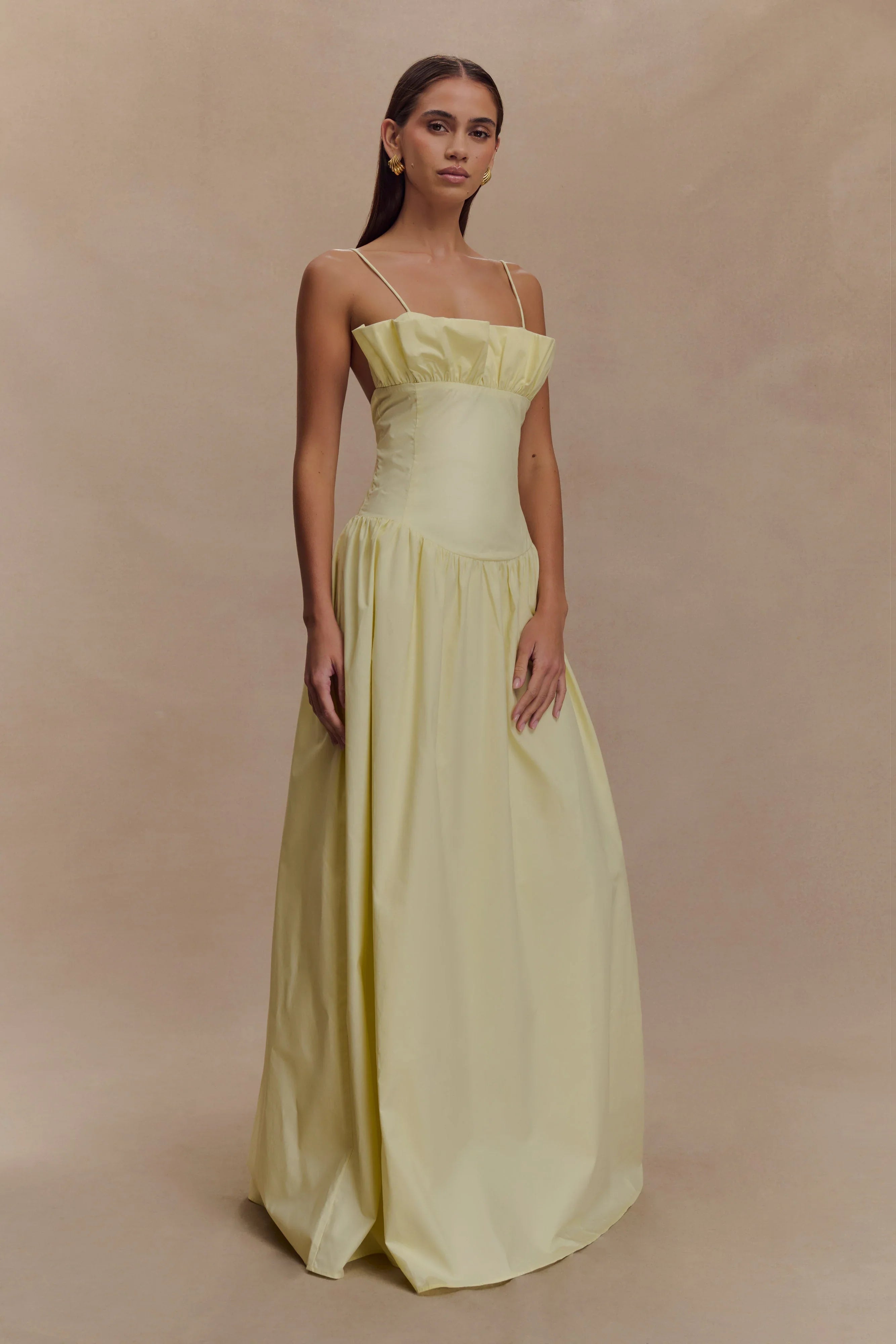 Janis Cotton Frill Maxi Dress Lemon