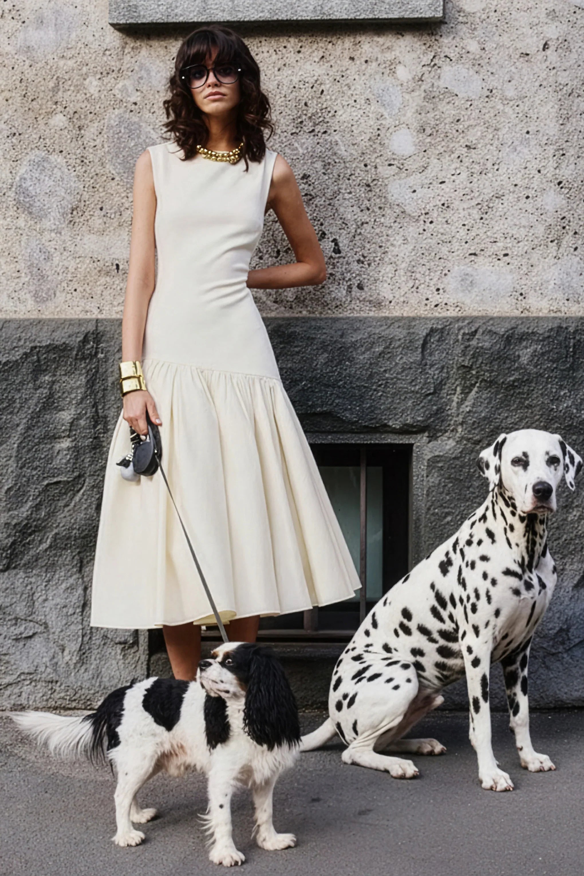 Fantasia Cream Boat Neck Midi Dress With Asymmetric Drop Waist