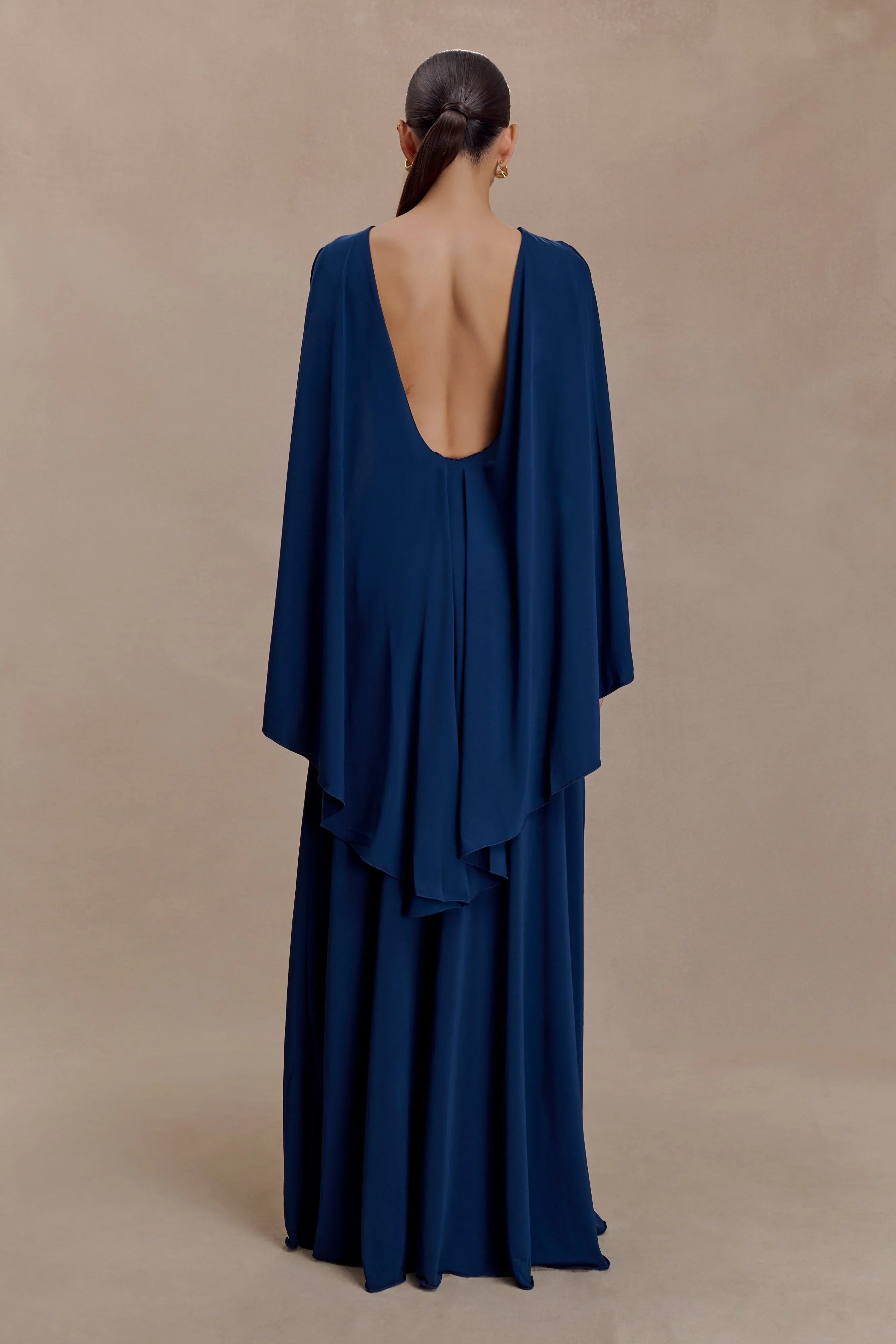 Emory Jersey Cape Maxi Dress Navy