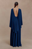 Emory Jersey Cape Maxi Dress Navy
