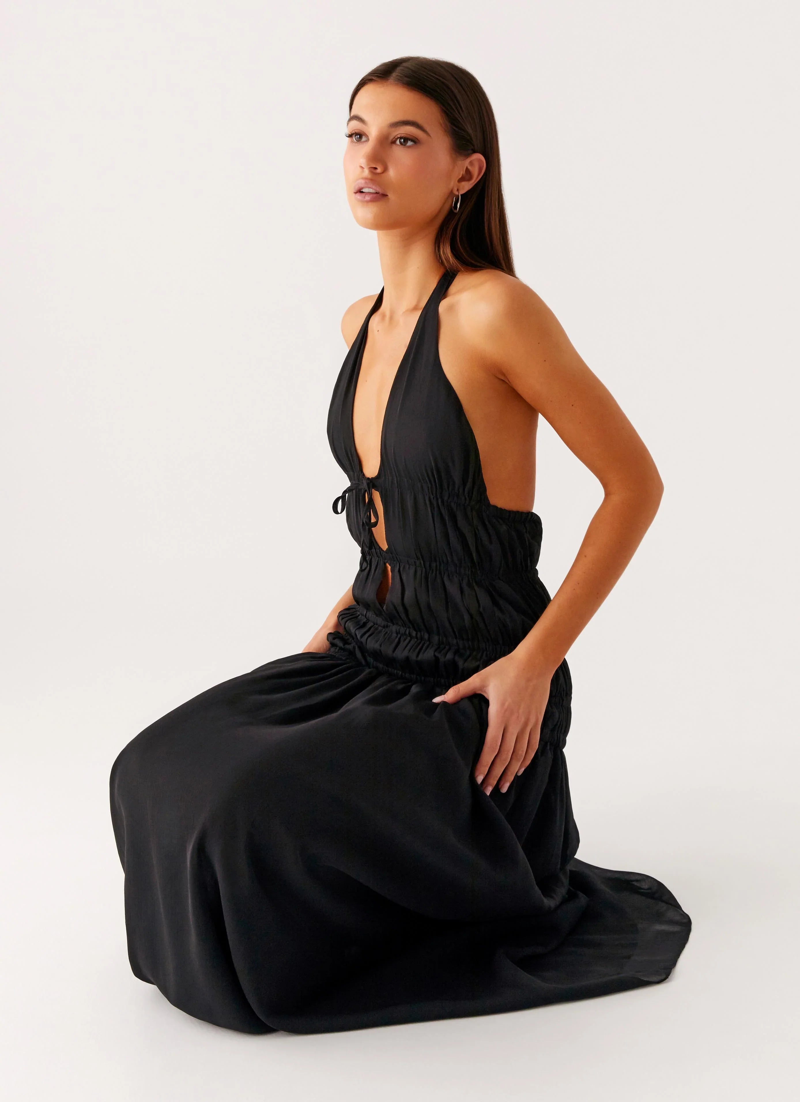 Dione Halter Maxi Dress Black