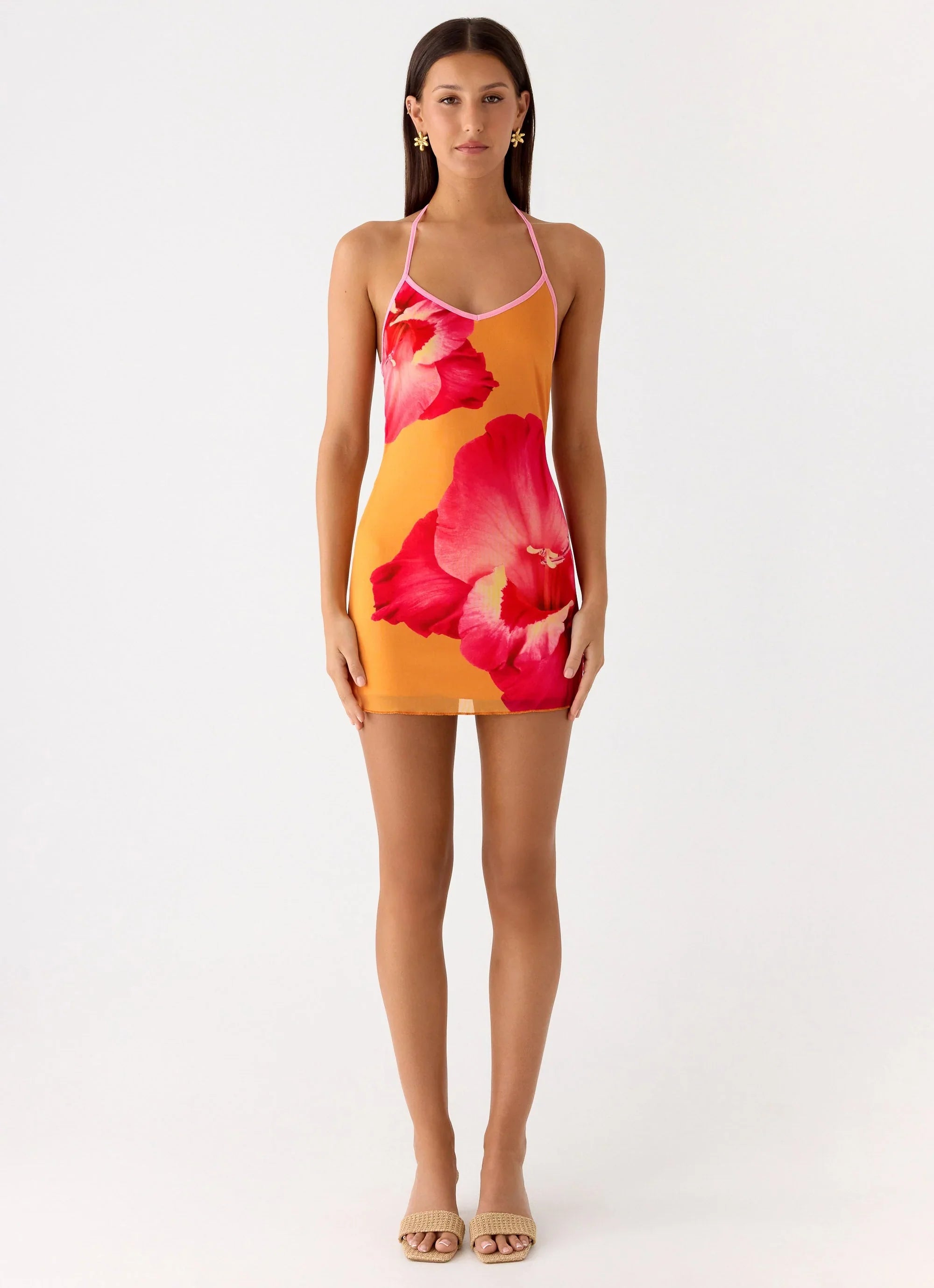 Yura Mini Dress Orange Floral Spritz
