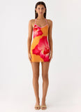 Yura Mini Dress Orange Floral Spritz