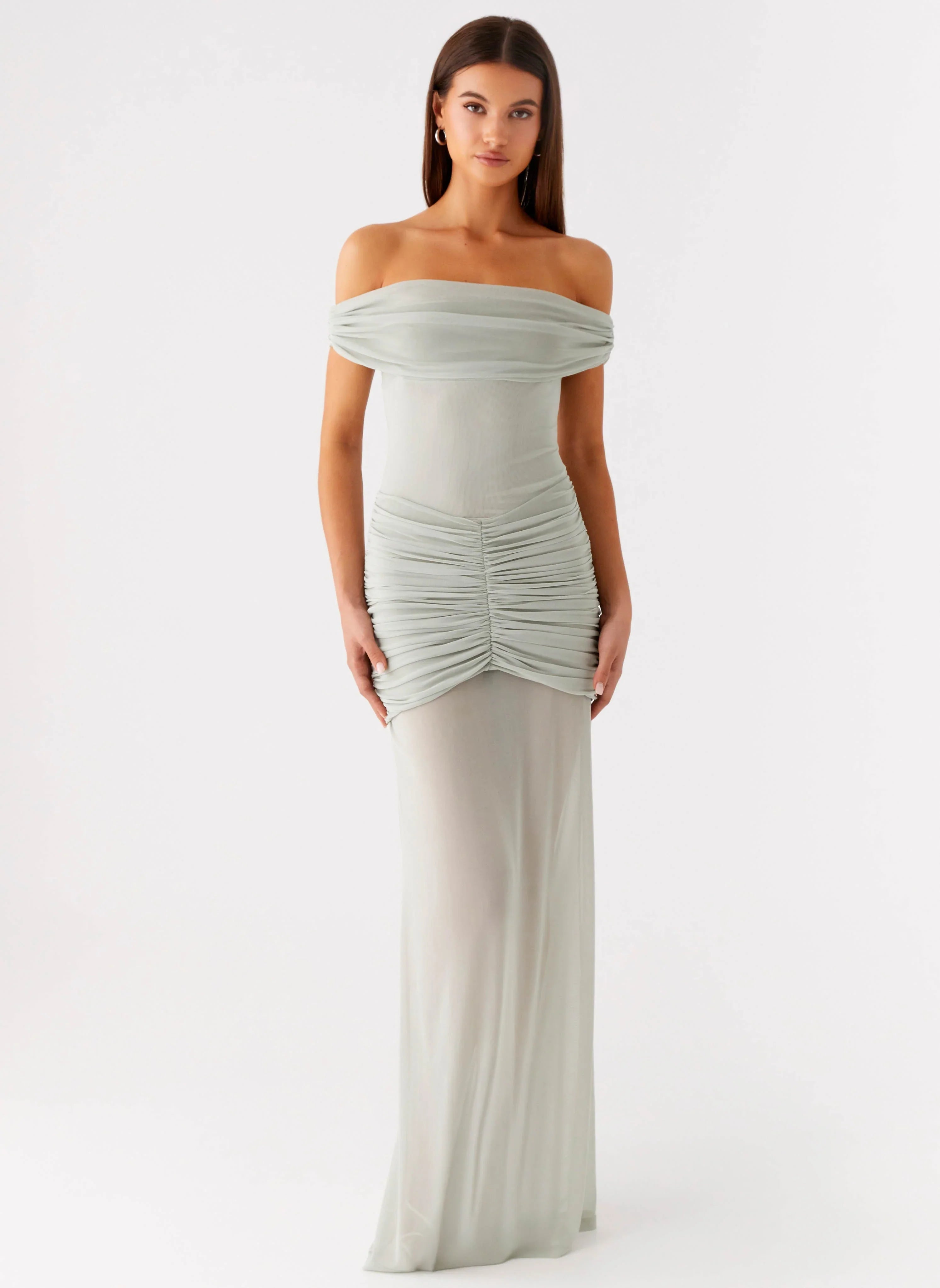 Eyllin Off Shoulder Maxi Dress Sage