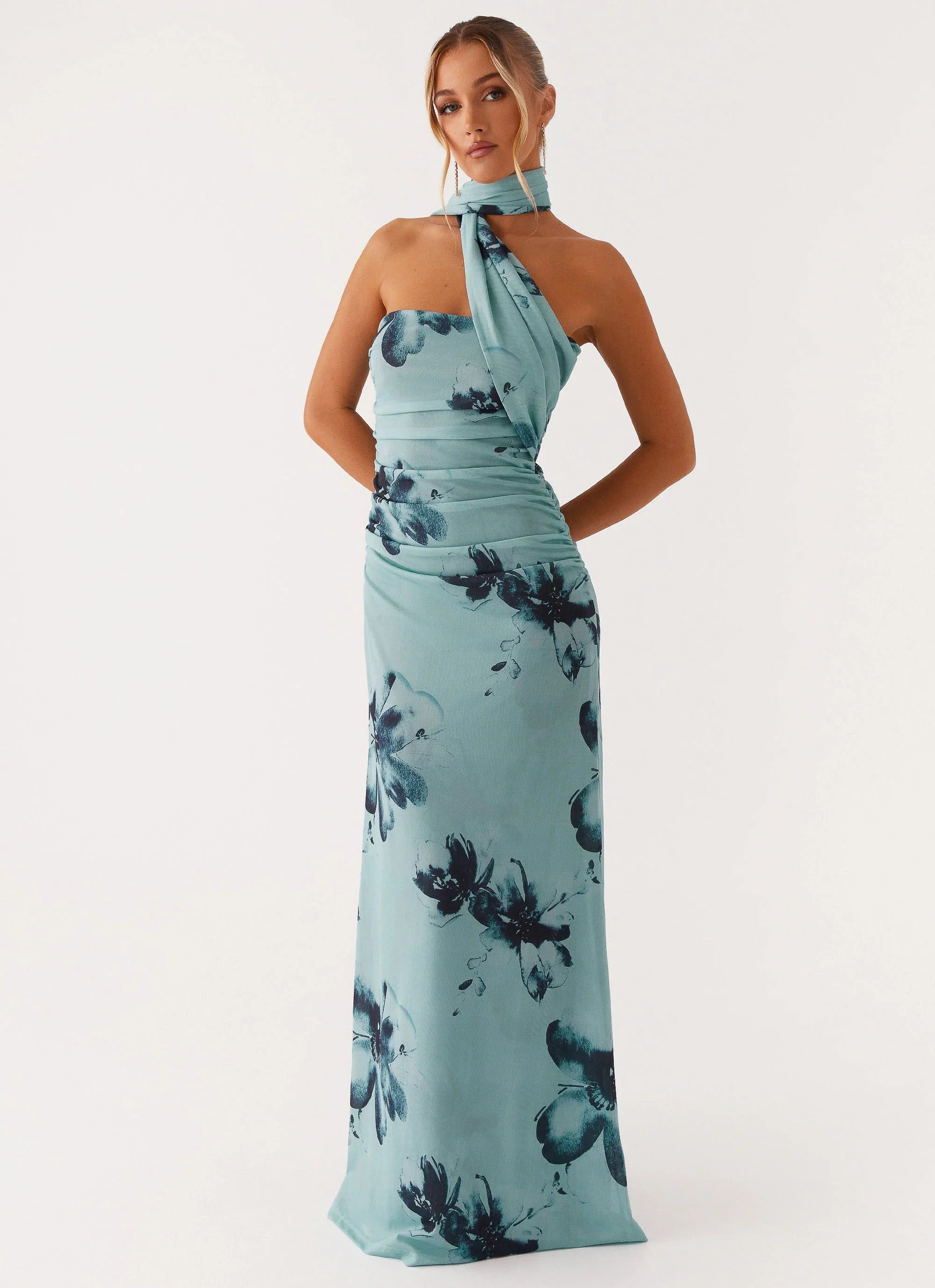 Songbird Maxi Dress Blue Black Floral