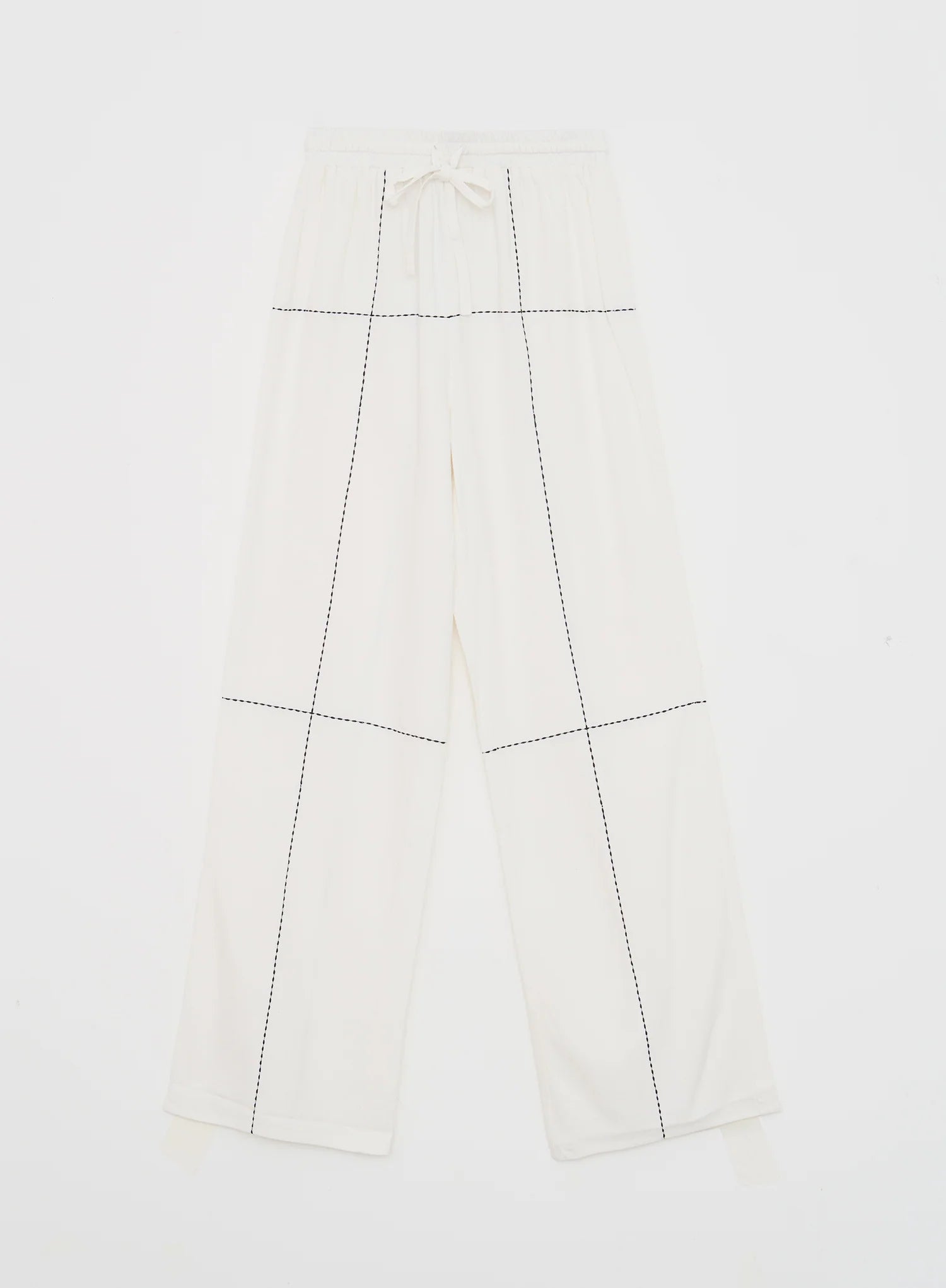 Off White Contrast Stitch Linen Trouser