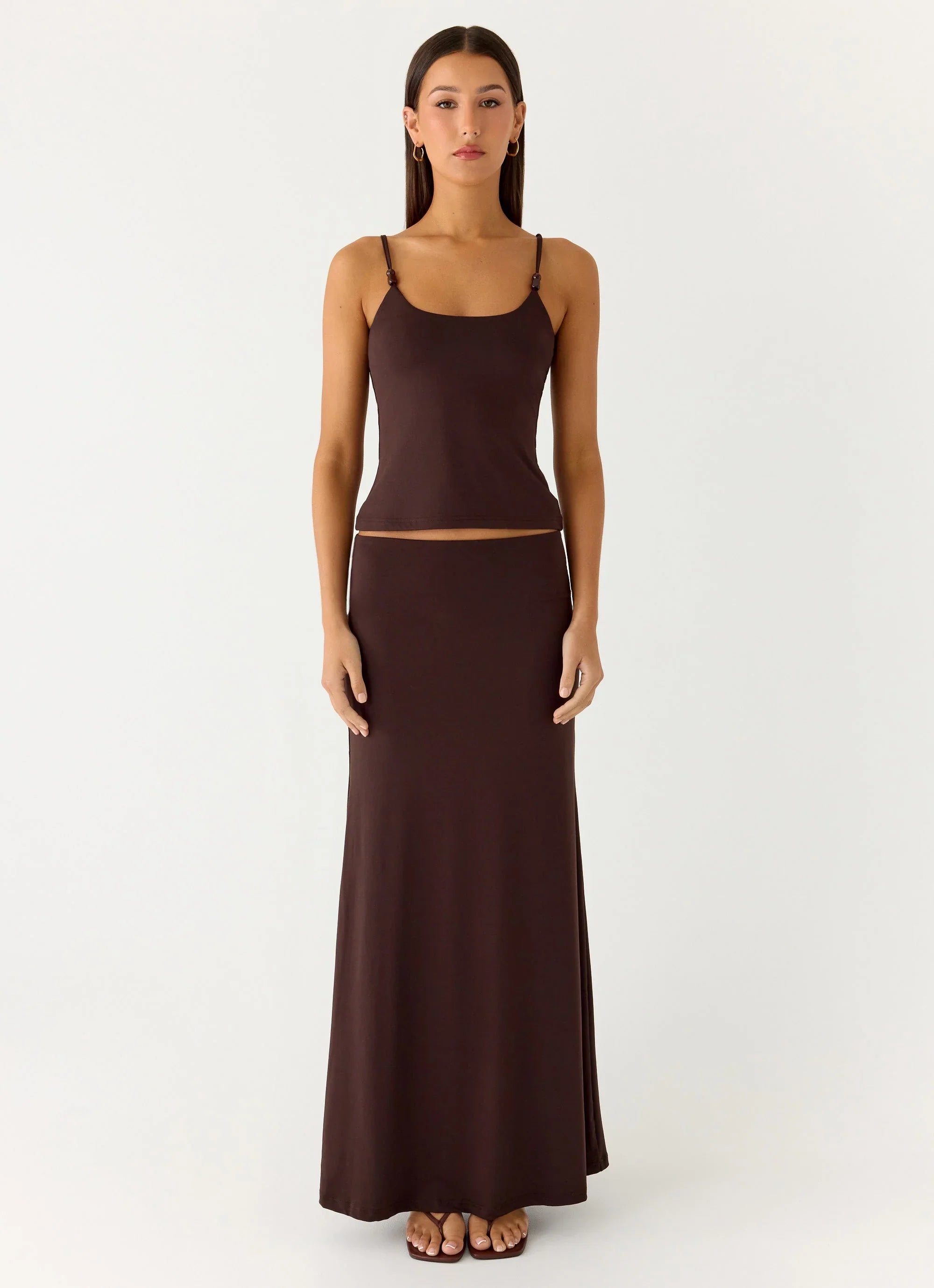 Like A Flower Maxi Skirt Chocolate