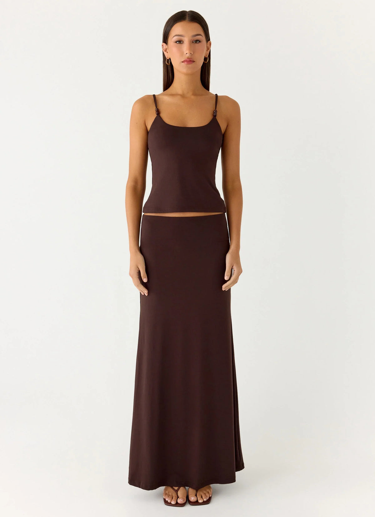 Like A Flower Maxi Skirt Chocolate