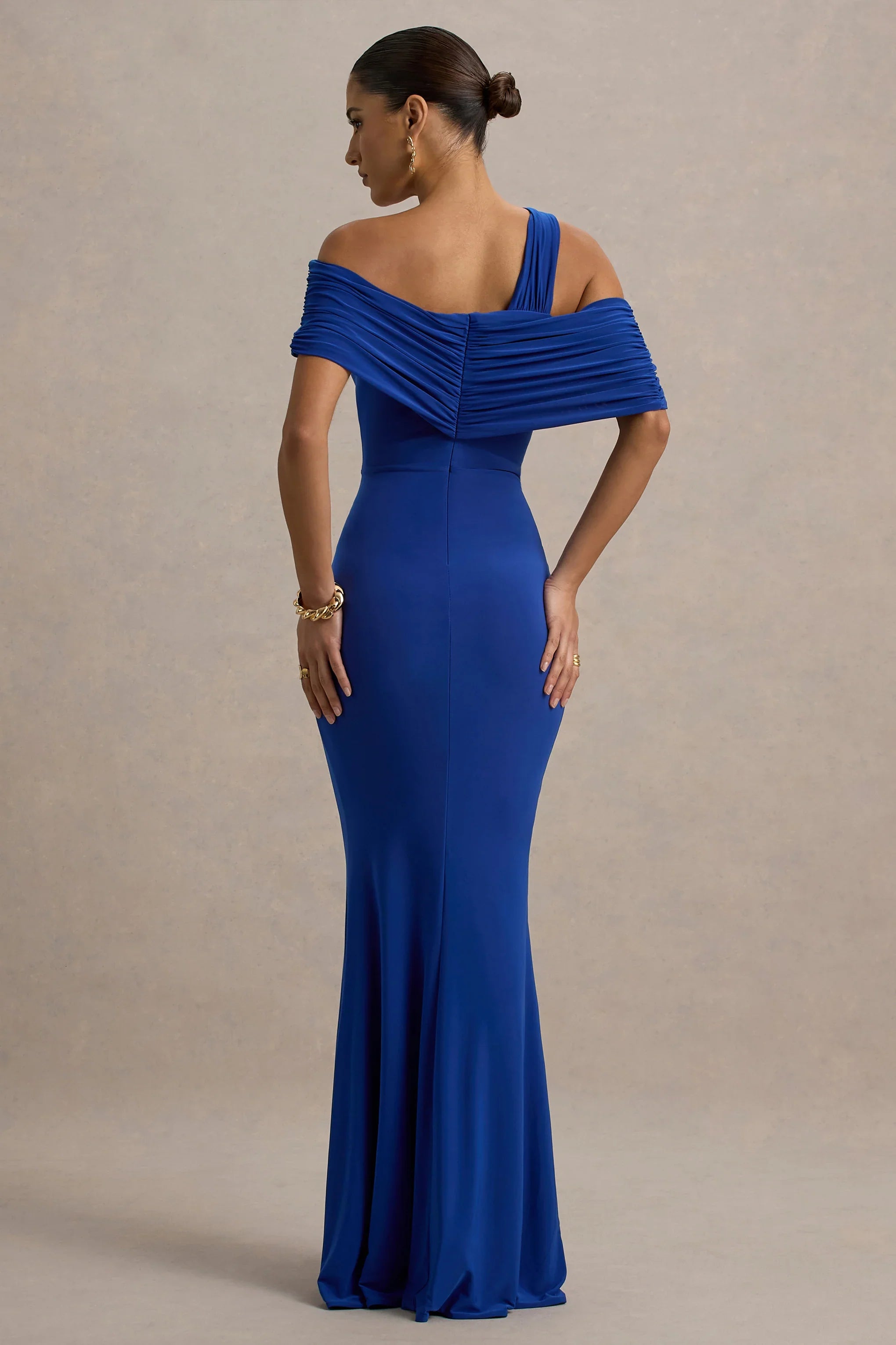 Nala Blue Asymmetric Maxi Dress With Split