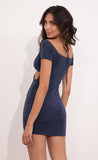 Off Shoulder Halter Dress in Navy