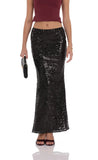 Sequin Maxi Skirt in Black