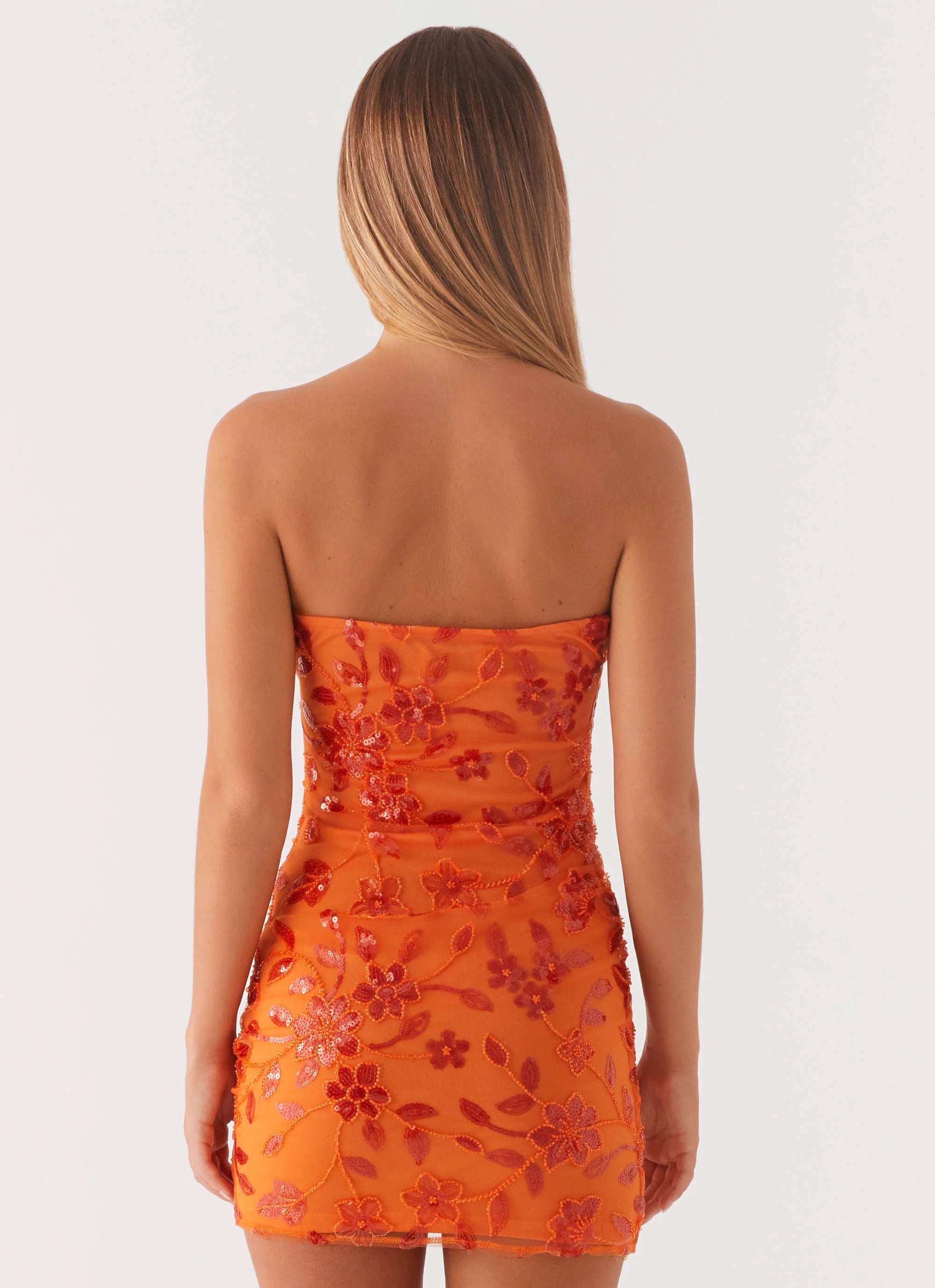 Moorey Beaded Mini Dress Orange