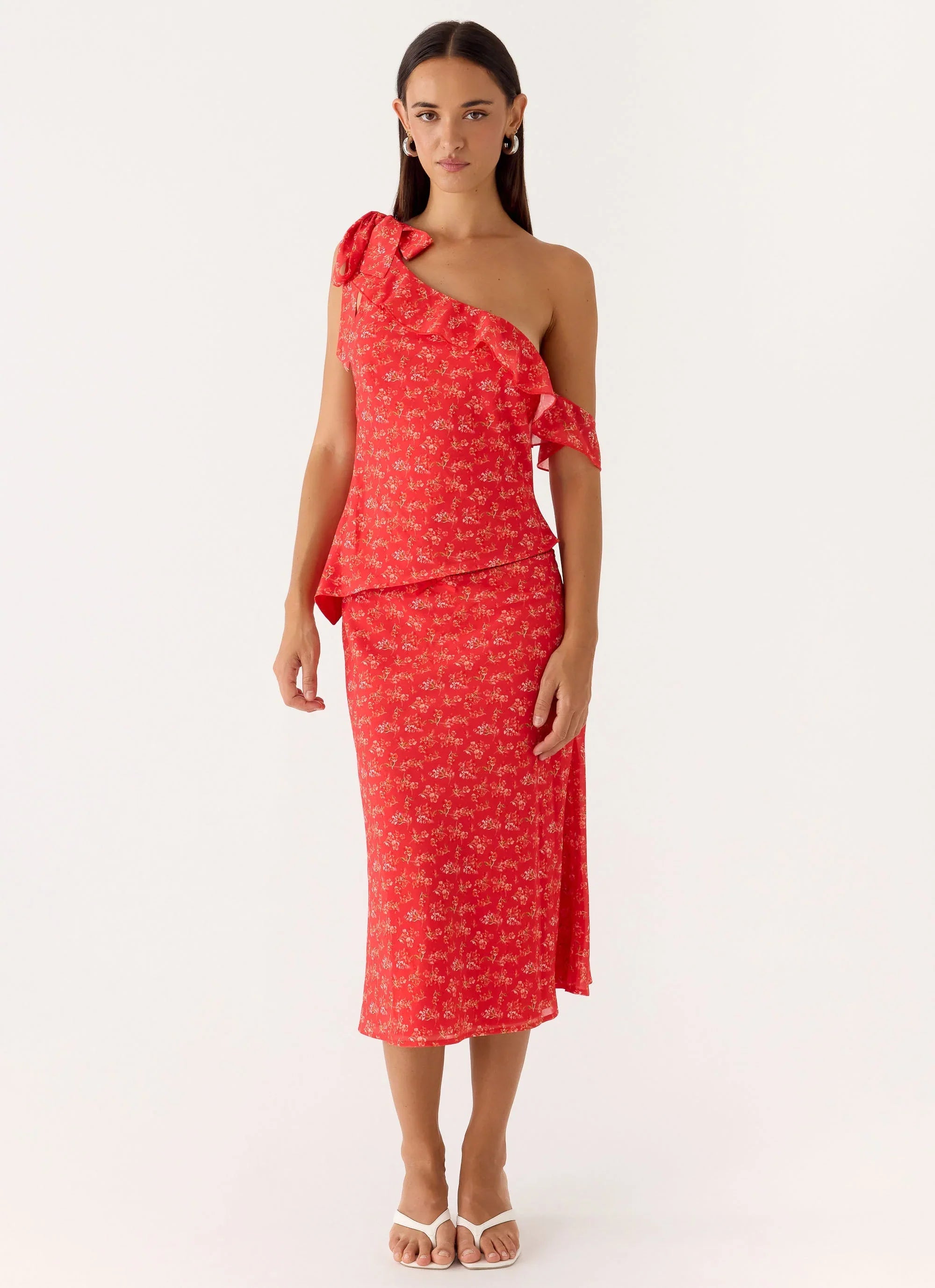 Calia Midi Skirt Magenta Red Rose