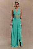 Jonna Chiffon And Mesh Maxi Dress Lagoon