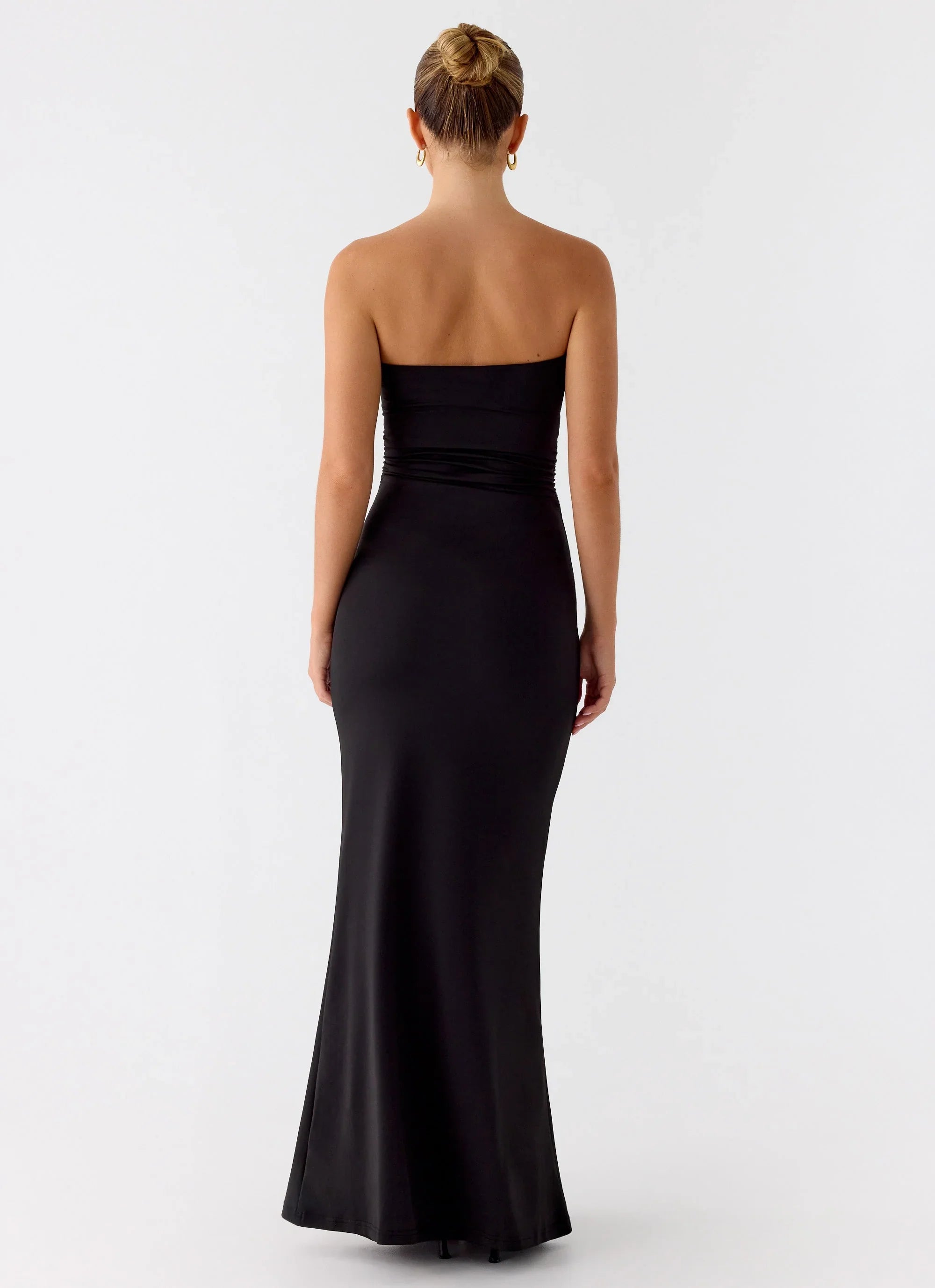 Metal Heart Strapless Maxi Dress Black