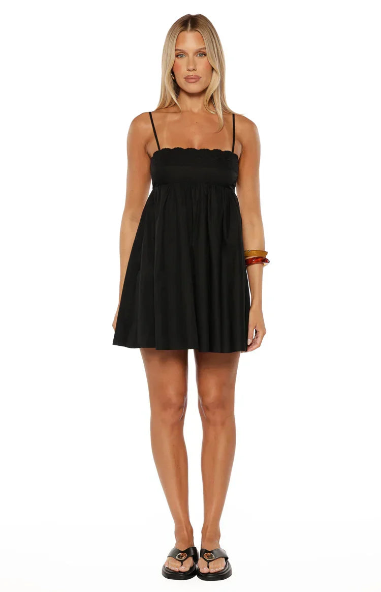 Gracelyn Black Eyelet Embroidered Mini Dress