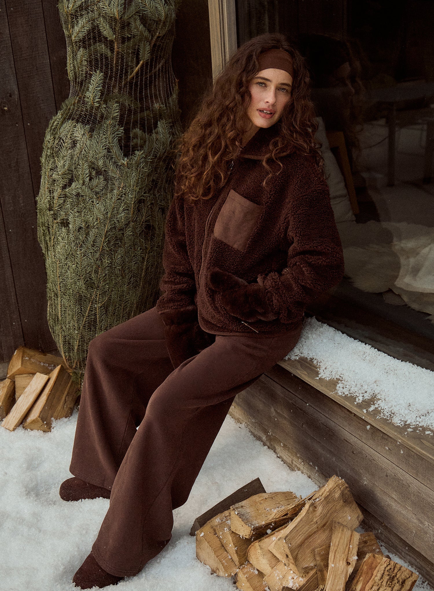 Chocolate Pocket Detail Zip Fleece Jacket