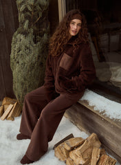 Chocolate Pocket Detail Zip Fleece Jacket