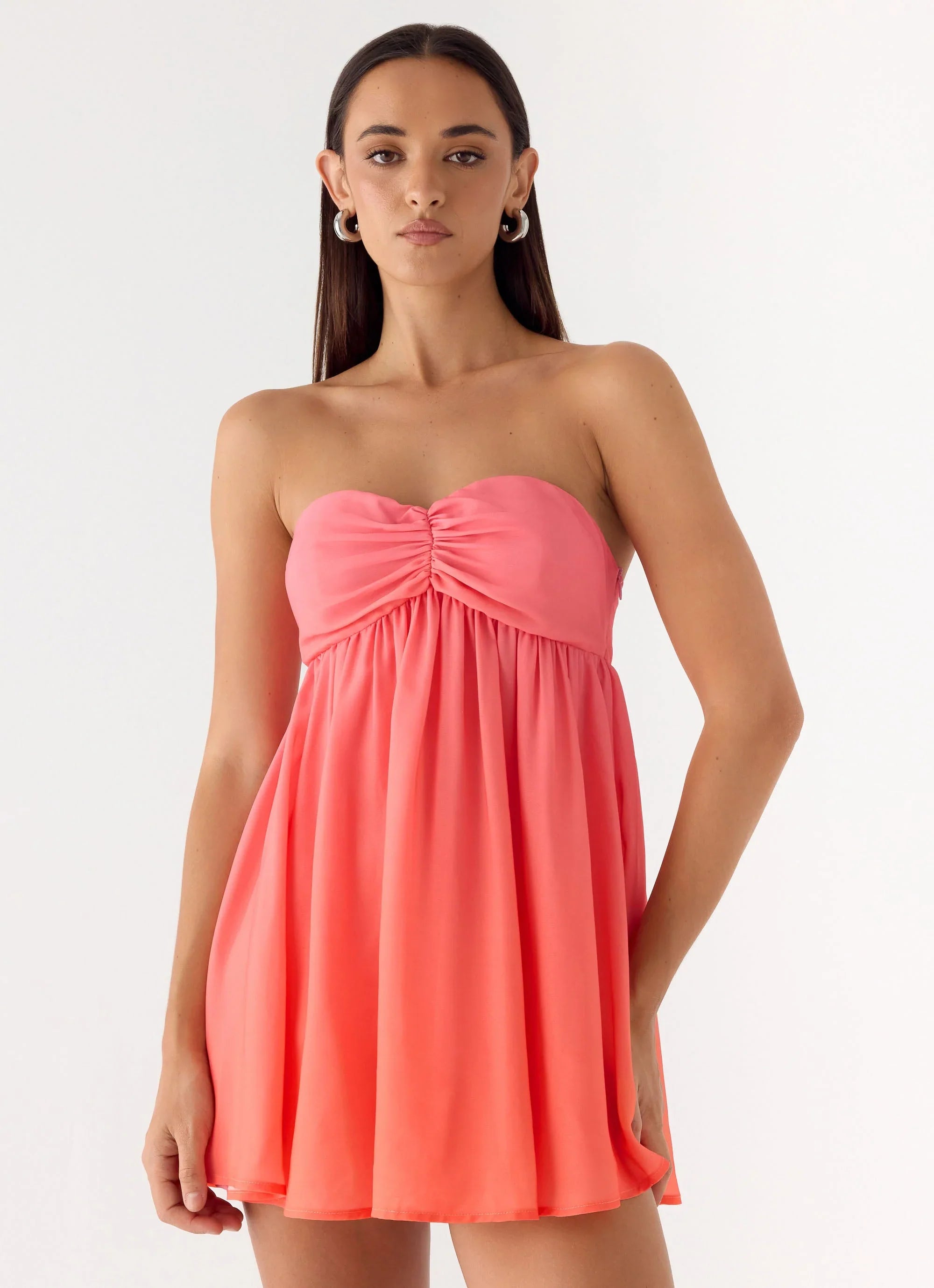 Elevare Strapless Mini Dress Sunset Ombre