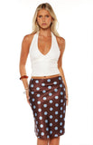 Charlize Brown and Blue Polka Dot Midi Skirt