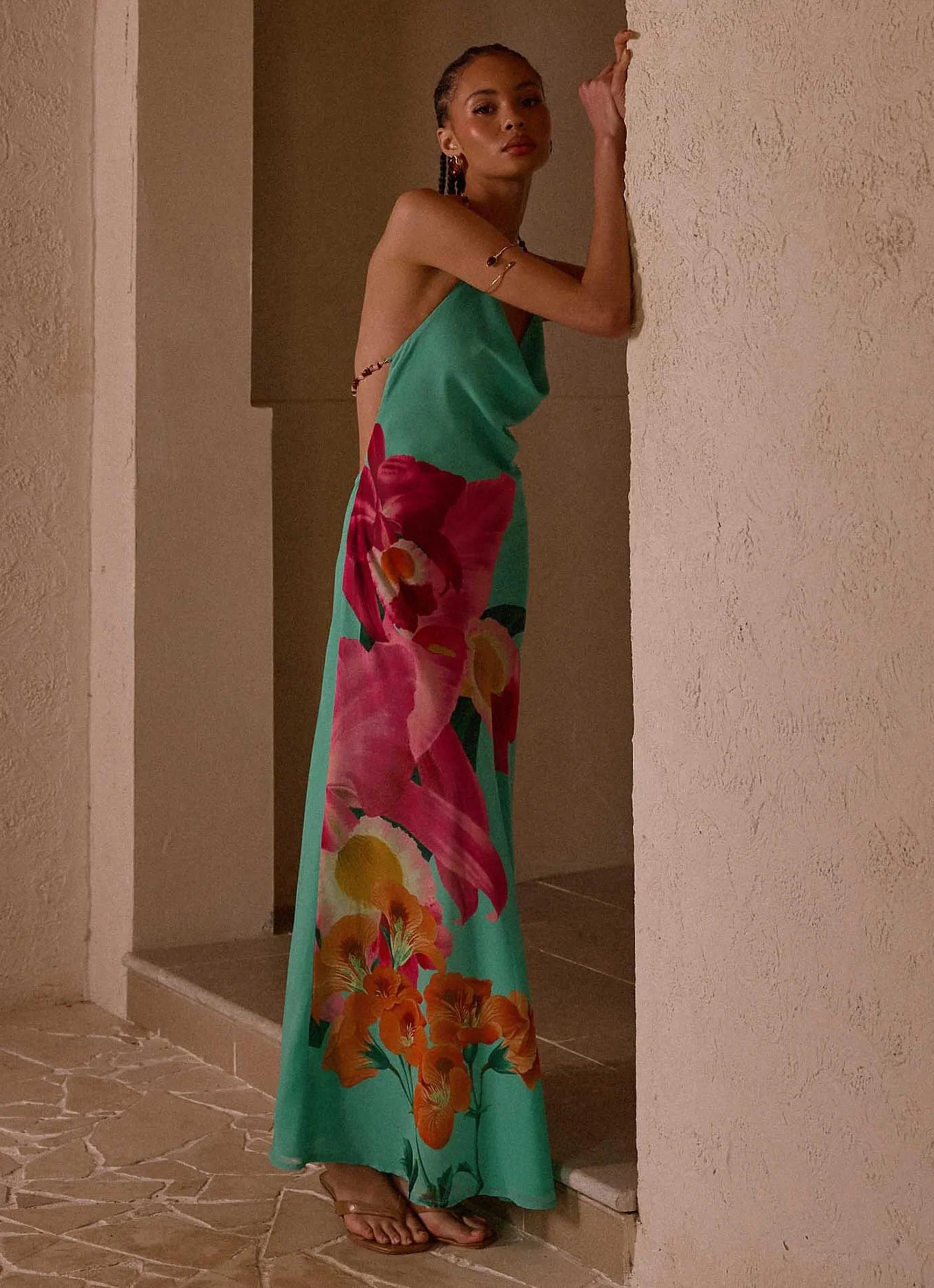 Morning Crush Cowl Maxi Dress Jungle Bloom