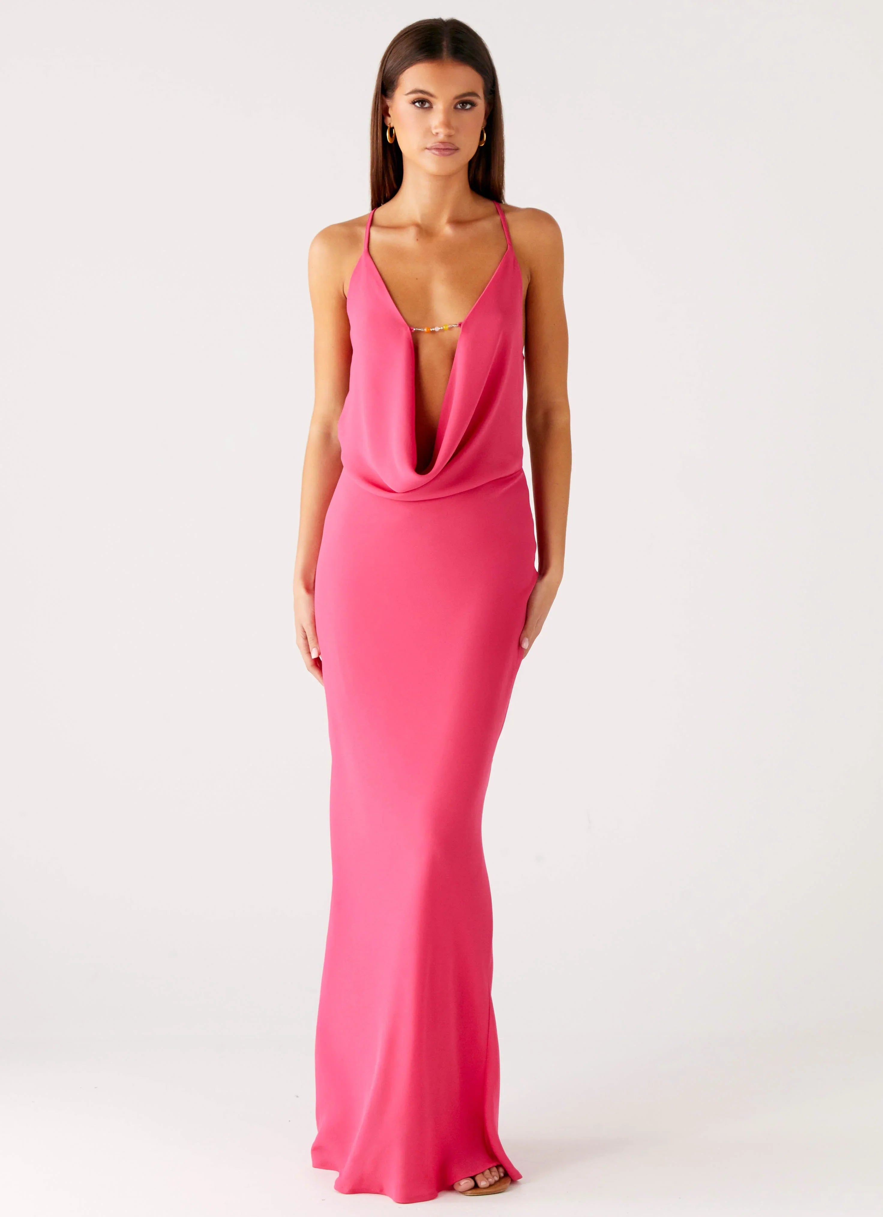 Pure Heart Cowl Maxi Dress Fuchsia