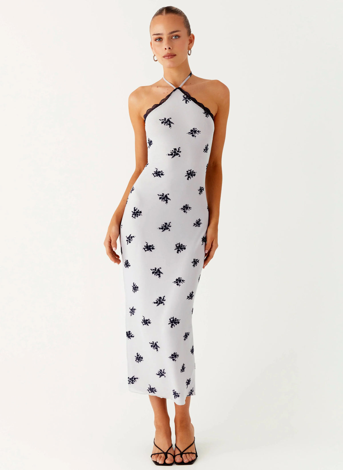 Nestel Flock Halter Midi Dress Lilac