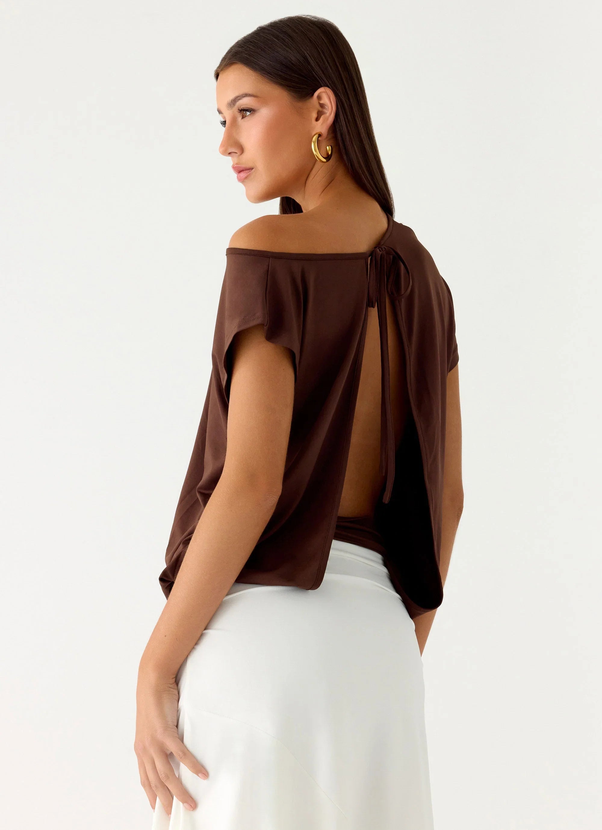 Raeni Off Shoulder Top Chocolate
