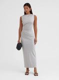 Grey Ruched Jersey Midaxi Dress