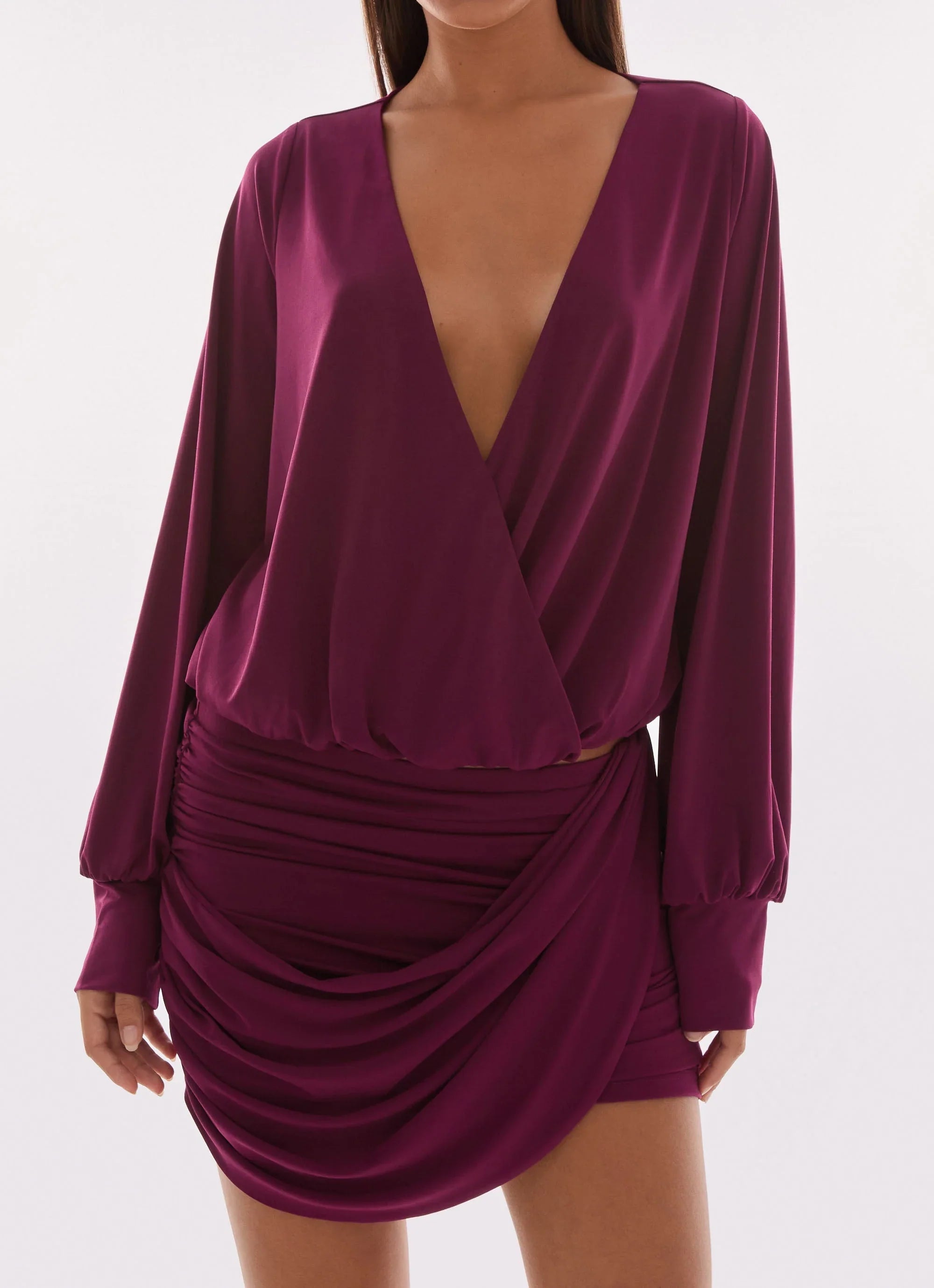 Ettah Wrap Mini Skirt Plum