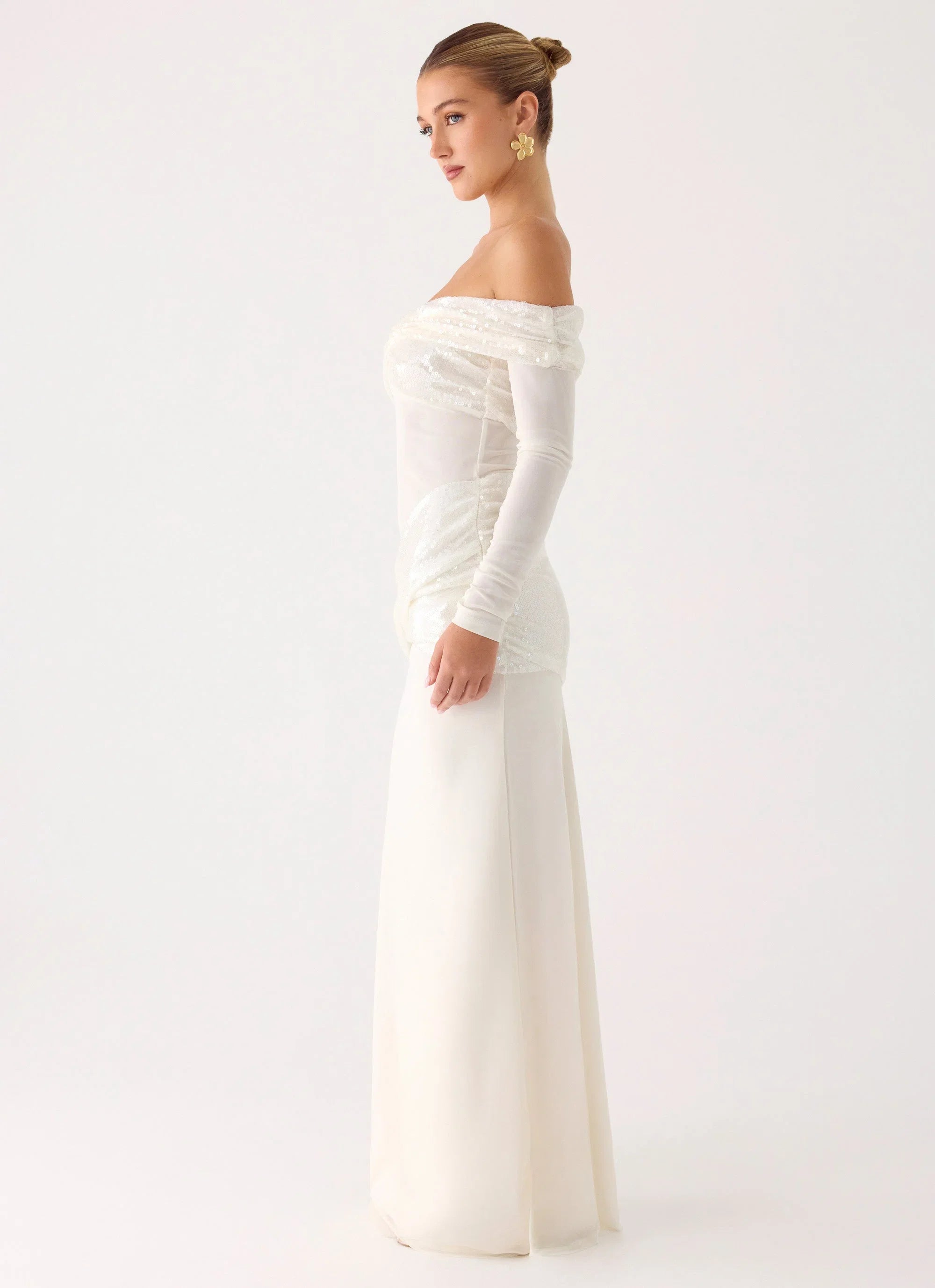 Over To You Sequin Maxi Dress White