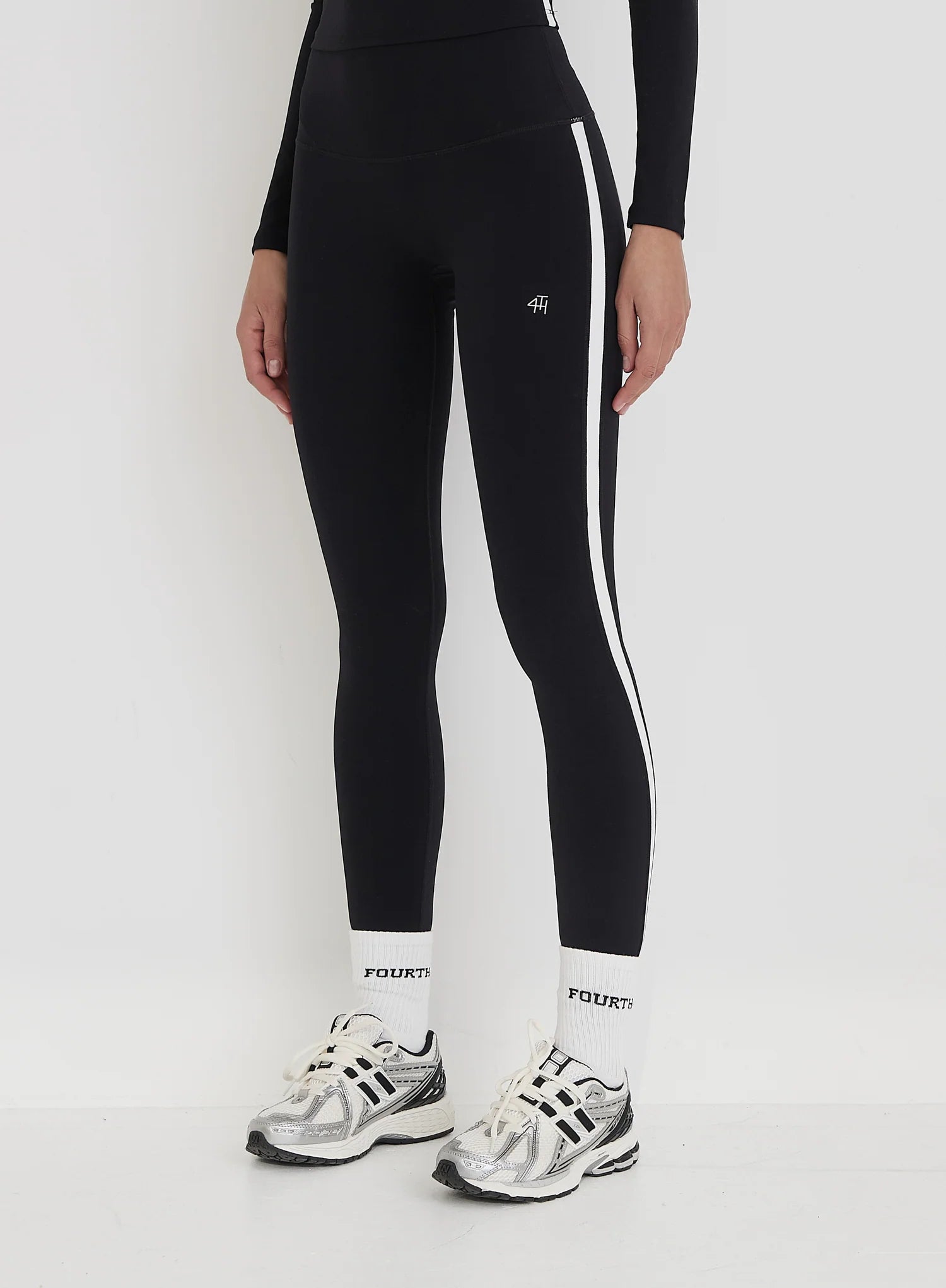 Black 4th Branded Contrast Piping Legging