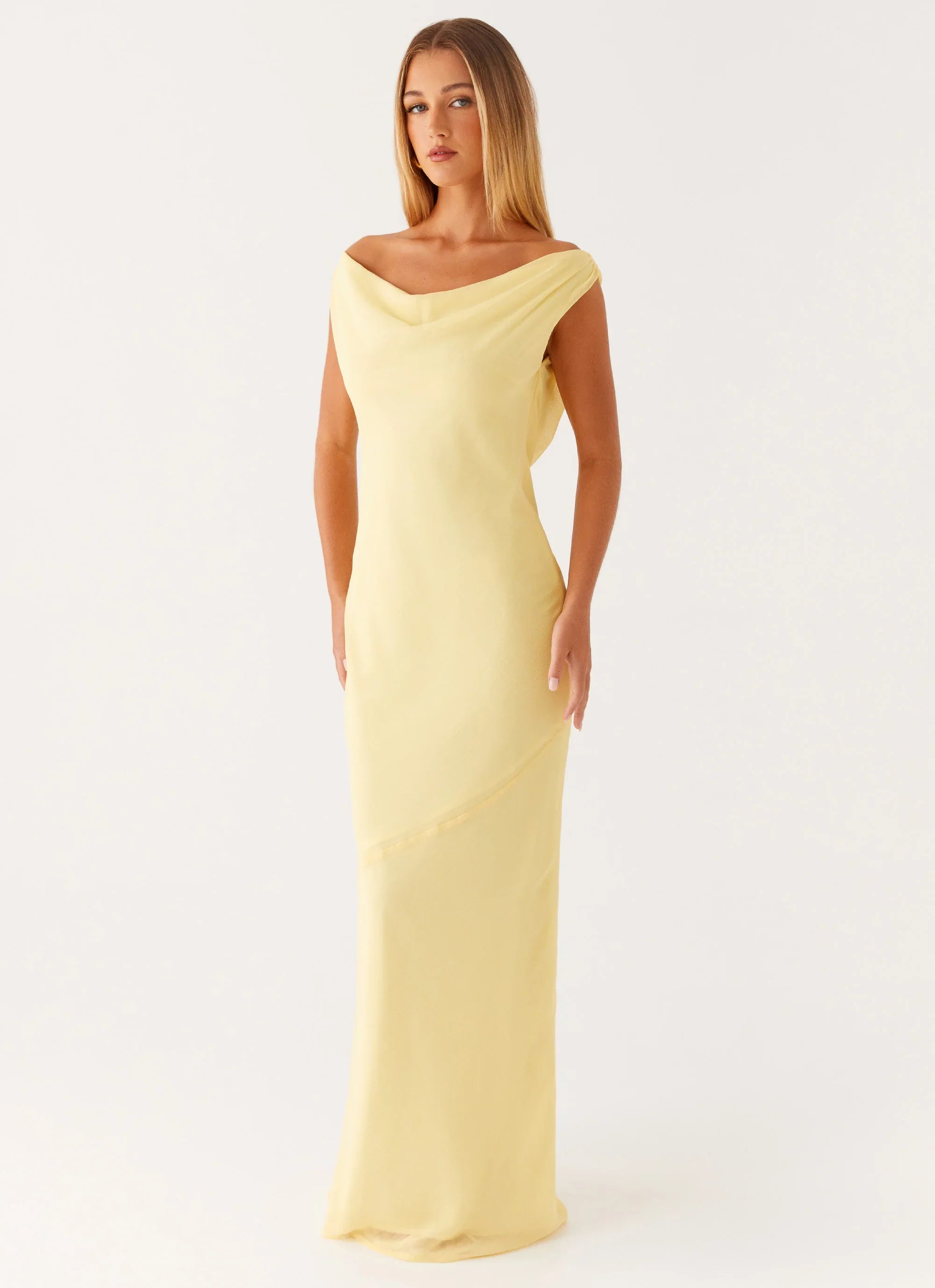 Brittany Chiffon Maxi Dress Pastel Yellow