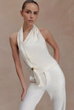 Marina Halter Top With Hardware Ivory