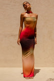 Nobu Ombre Print Bandeau Maxi Dress With Halter Collar