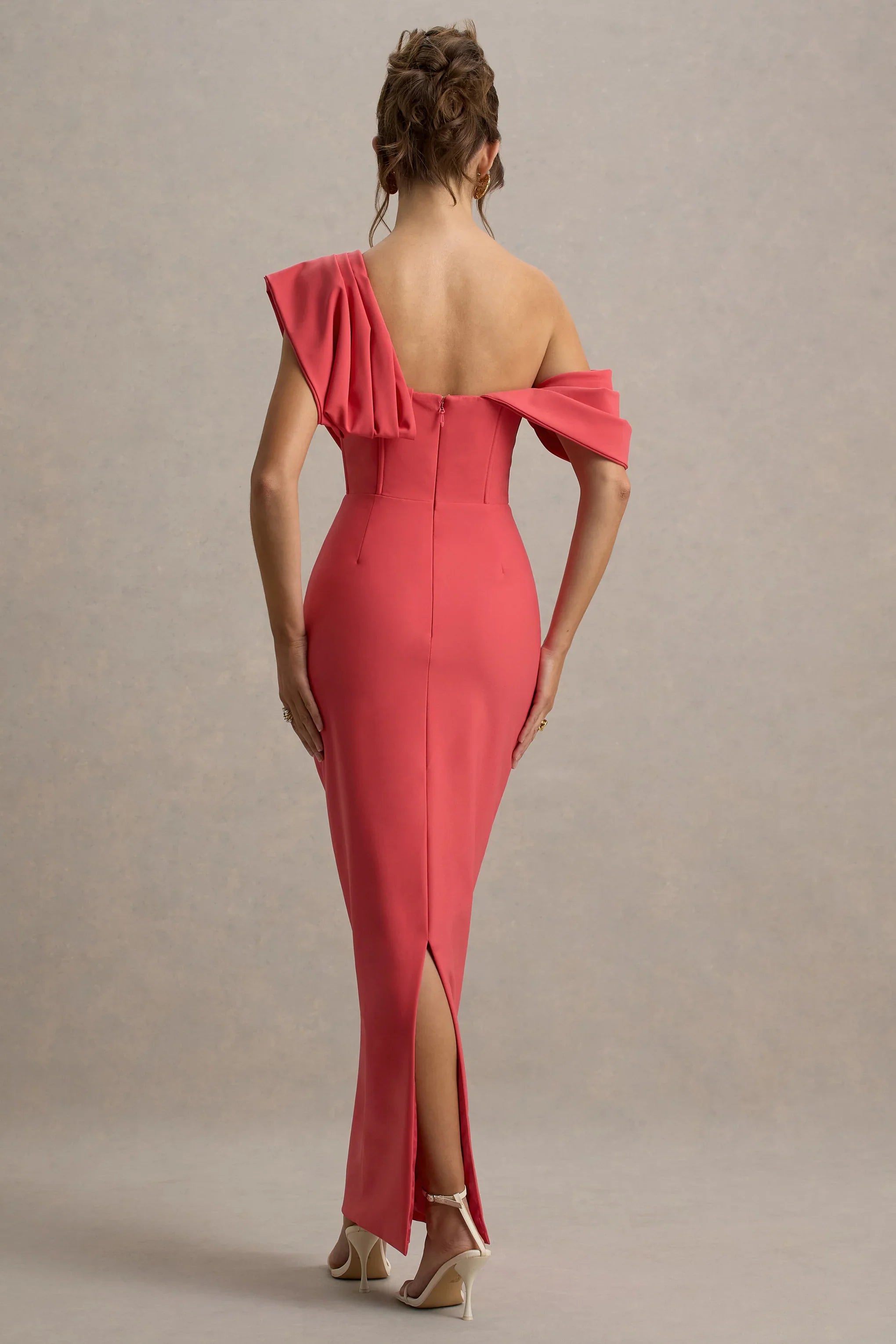 Angelina Pink Draped Shoulder Maxi Dress