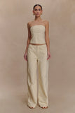 Ebony Embroidered Denim Corset Cream