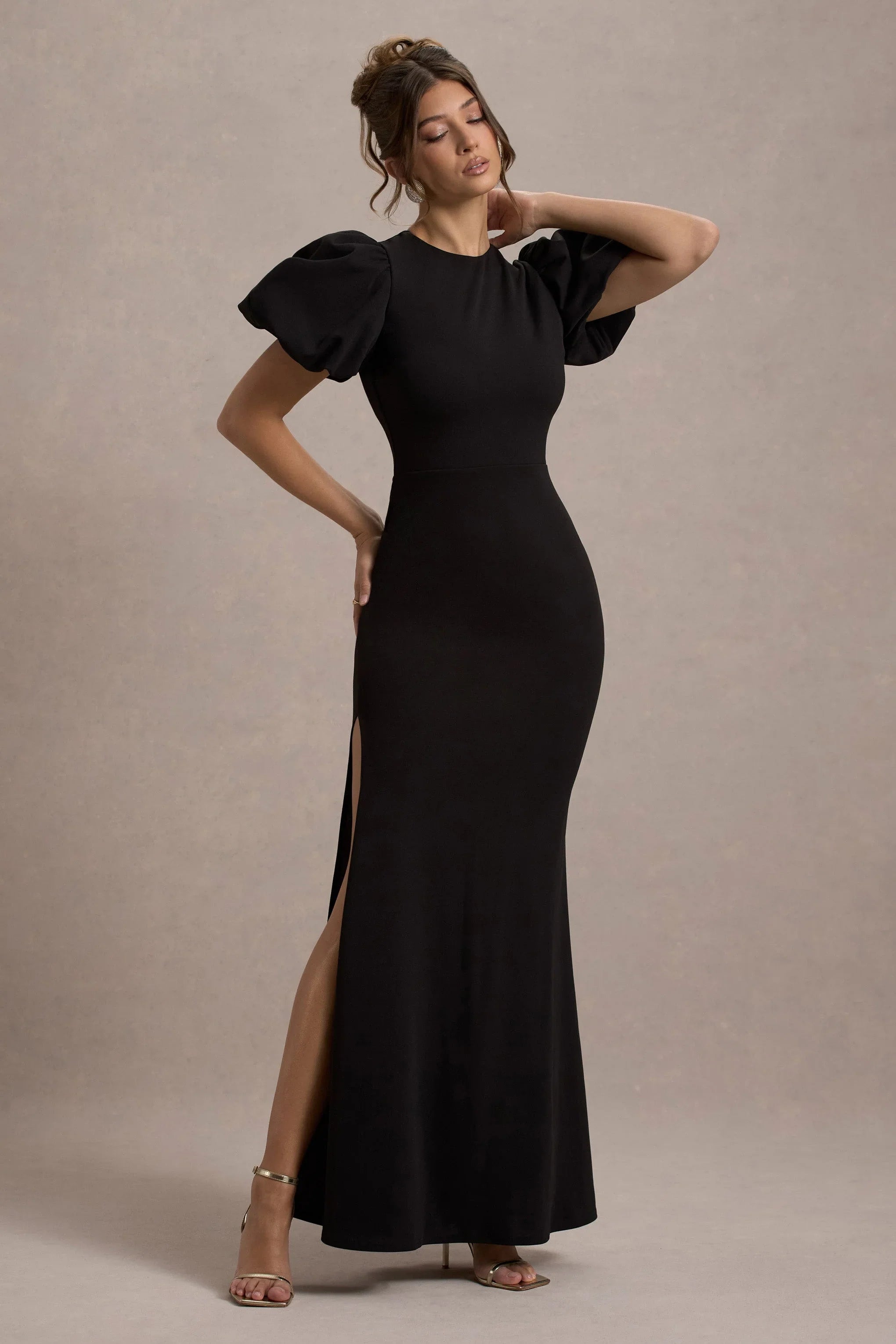 Love Letters Black Puff Sleeve Maxi Dress