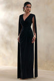 Ulissia Black V Neck Maxi Dress With Cape Sleeves