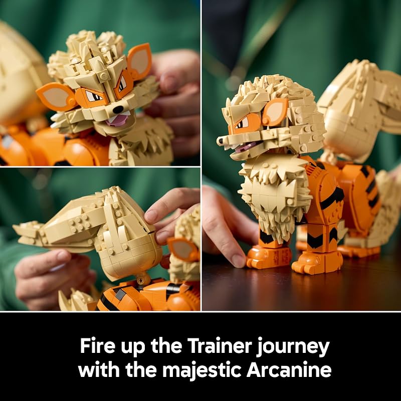 LEGO Pokémon Arcanine 72160 Collectible Building Set for Adults Ages 18 Posable Pokémon Model Kit for Display Bedroom Desk or Book Shelf Decor