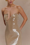 Winston Strapless Sequin Maxi Dress Taupe