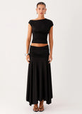 Liana Ruched Maxi Skirt Black