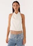 Mania Tassel Top Ivory
