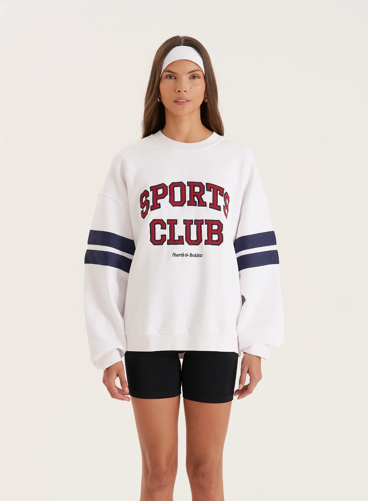 White Sports Club Slogan Oversized Sweatshirt