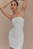 Jianna Strapless Mesh Mini Dress White