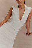 Keagan Sleeveless Midi Dress Ivory